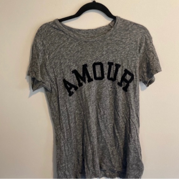 Zadig and Voltaire Gray T-Shirt with Black 'Amour' Print Rare find - Picture 1 of 3